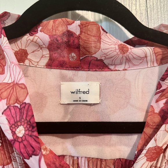 Wilfred Barbara pink floral long sleeve tie neck shirt blouse size small - Picture 6 of 7